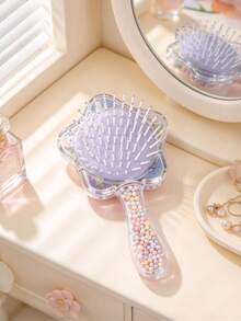 1PC/8PCSCute Heart Flower Shape Air Cushion Hair Brush, Transparent Handle With Colorful Beads, Portable Massage Comb For Women Girls, Anti-Static Paddle Detangler Hairbrush, Travel Daily Hair Styling Tool, Sweet Kawaii Hair Accessory - Multicolor - View 11
