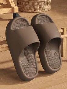 Men's Massage Footprint Open Toe Slides, Soft EVA Summer Beach Vacation Slip-On Sandals - Brown - View 13
