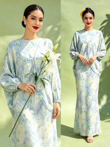 Elegant Women's 2 Pieces Set Dress And Cardigan For Vacation, Evening, Date, Wedding And Daily Wear - Blue - View 1
