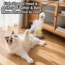 1pc Cat Teaser Wand With Bell, Simulates Hunting To Burn Energy, Suitable For Cats Of All Ages - Multicolor - View 10