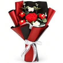 باقة زهور كروشيه 1 قطعة زهور محبوكة يدويًا (تشمل الورود والأقحوان)، هدية فاخرة لعيد الأم والذكرى السنوية وعيد الميلاد والتخرج وعيد الحب والمناسبات الأخرى - متعدد الألوان - مشاهدة 8