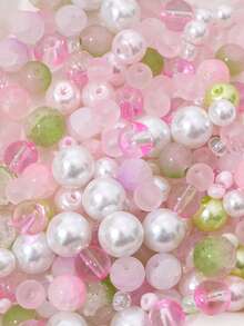 beadia 100/250g 2-10mm 綠色系列混色玻璃珠粉末，多種款式，適用於DIY珠寶製作、項鍊與手鍊手工藝用品，適合女性 - 粉綠色系 - 查看 2