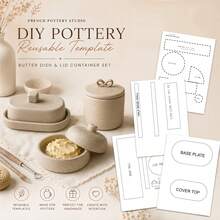 4pcs French Ceramic DIY Reusable Templates, Butter Dish Complete Design Pattern Set, Includes Base, Body, Tray And Lid, Convenient For Ceramic Artists To Trace Clay Bodies, Suitable For Studio Handmade Creation - White - View 1