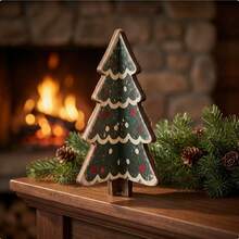 Wooden Christmas Tree Decor, 4 Styles To Choose From, Colorful Snowflake Christmas Tree Holiday Tabletop Atmosphere Decoration, Christmas Holiday Party Decor, Perfect For Window Sill, Fireplace Mantel, Living Room Coffee Table, Dining Room Table - A - View 4
