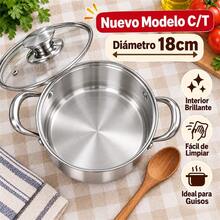 3L Stainless Steel Pot With Tempered Glass Lid, 18cm Saucepan For Induction And Gas Stoves, Double Handle Cookware For Stews And Soups - View 2