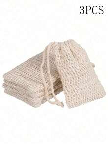 5/3/1pc Light‑Beige Ramie Soap Mesh Bags,Drawstring Closure, Quickly Create Rich Foam & Gently Exfoliate Skin,For Home Bathroom,Homestay Bath,Travel Toiletry Storage,Breathable Anti‑Slip Bath Accessory,Shower Accessories,Shower Fiber,Soap Dispenser - Multicolor - View 10