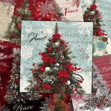 24 tờ giấy scrapbook 6*6 inch họa tiết cây thông Noel, quả thông, lông vũ và chấm đỏ trừu tượng, phù hợp làm collage, origami, dự án thủ công, giấy trang trí DIY, scrapbook handmade, bullet journal, thiệp chúc mừng và gói quà - Hình vuông - Xem 3