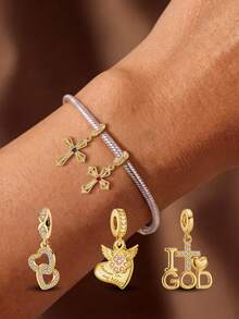 1pc Fashion High-End "I Love God" Pendant, Suitable For Bracelets, Necklaces, DIY Women's Jewelry, Exquisite Jewelry For Girls - Gold - View 1