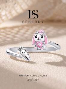 1pc Cute Rabbit & Carrot Open Ring, Suitable For Women's Daily Wear, Party, Exquisite Jewelry Gift Or Birthday Gift - Cute Bunny Carrot Ring - View 1