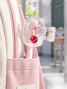 Toothbrush Case With Crystal Effect Bow Cherry And Cute Teddy Bear Design (Two-Dimensional Flat Pattern). Suitable For Travel, Dorm, Hotel, Bathroom, Home Decor, Birthday Gift - Multicolor - View 6