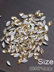 100Pcs Champagne Horse Eye Nail Rhinestones 3D Luxury Marquise Crystal Flat Back Nail Gems Stones Autumn Winter Wedding Manicure Decoration - Multicolor - View 7