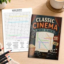 Classic Cinema Word Search Puzzle Activity, 450+ Movie-Themed Words, Large Print Hidden Word Games, Retro Film & Sci-Fi Vocabulary, Movie Night Word Find Challenges, Screen-Free Leisure Activity For Home, Travel & Quiet Time - Word Puzzle Activity - View 2