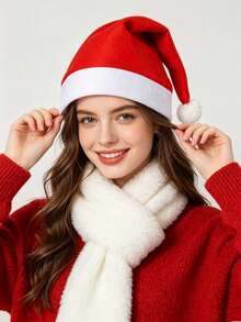 10pcs/5pcs/3pcs/2pcs/1pc Santa Claus Soft Wool Christmas Hat - Red, Machine Washable, Perfect For Holiday Parties And Decorations, Christmas Decor. Christmas Gift. Family Hat Suitable For Boys And Girls - Multicolor - View 9