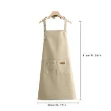 [2026 New Fashion Durable Canvas Apron]Home Kitchen Cooking Breathable Workwear Simple Halter Neck Anti-Splash Apron Shoulder Strap Style Painting Fashion Home Canvas Work Apron Women's - Multicolor - View 4