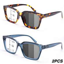 2Pcs Large Frame Photochromic Progressive Multifocal Reading Glasses, Leopard Print Design, Comfortable Spring Hinge, Suitable For Men And Women Daily Reading Wear - White - View 12