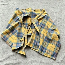 New Plaid One-Piece Waist Skirt With Decorative Drawstring, Unisex, High Waist Design, Ruffle Hem, Suitable For Family Matching, Autumn/Winter Style. YN3U - Multicolor - View 15