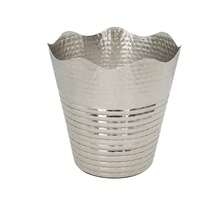 Nickel-Plated Iron Ice Bucket With Wavy Rim And Hammered Texture, Metal Wine And Beer Bottle Chiller For Parties And Events, 23x23x23 Cm - View 10