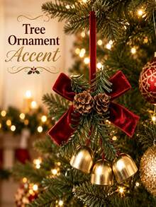 1/2pcs Bow Bell Pendant, Exquisite Design, Easy To Hang, Suitable For Door Decoration, Car Interior, Christmas Tree Arrangement, Christmas Door Hanging, Holiday Decoration Props, Indoor Decor, Christmas Tree, Window Display - Multicolor - View 2