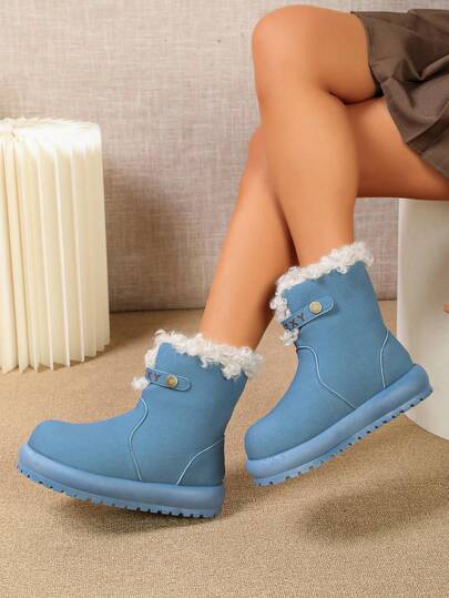 Women's New Snow Boots, Autumn/Winter Fashion Versatile Ankle Boots, Comfortable Warm Closed-Toe Slip-On Ankle Boots
