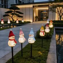 8pcs Christmas Solar Powered Snowman LED Lights, 8 Adjustable Modes, Suitable For Yard, Garden, Balcony, Lawn, Path, Fence, Patio, Camping, Wedding, Party, Christmas, B&B Decoration - Little Snowman - View 7
