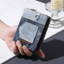 1pc Men's Fashion Vintage Short Wallet, Slim Casual Zipper Soft Leather Wallet With Multiple Card Slots And Large Capacity, PU Credit Card Holder, Small Zipper Coin Pouch With Zipper Closure Business Wallet, Ideal Gift For Men - Multicolor - View 2