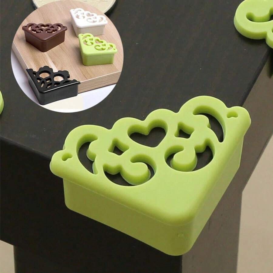 4pcs Hollow Floral Pattern Soft Corner Protectors, Suitable For Table Corner Protection - And Stylish Desktop Decoration