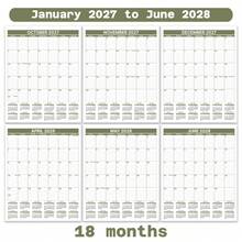تقويم حائط كبير 18 شهرًا 2027-2028، تقويم مخطط شهري، مساحة كتابة شبكة كبيرة، نظرة عامة شهرية للسنة الكاملة، تخطيط جدول المنزل والمكتب - B - مشاهدة 5