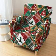 1pc Christmas Print Elastic Small 5-Piece Chair Cover, Single Seat Dust-Proof Sofa Cover For Living Room And Bedroom, All Season - Multicolor - View 17