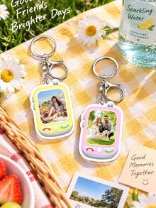 Custom Photo Keychain, Cute Mini Phone Shape, Personalized Photo Acrylic Keychain, Gift For Mom/Girlfriend/Boyfriend, Christmas Gift, Winter Gift - Multicolor - View 2