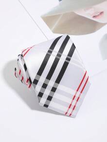 1pc Classic Plaid Jacquard Tie, Men's Business Formal Shirt Accessory, Vintage Checkered Decor Matching - Multicolor - View 9