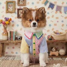 PETSIN 1 pieza Camisa para mascotas, casual, cómoda y transpirable, ropa para gatos & perros de primavera/verano, adecuada para caniche Teddy y otras mascotas pequeñas - Multicolor - Ver 2