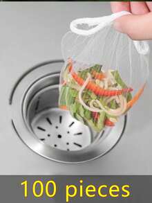 100pcs Disposable Sink Strainer Bags, Kitchen Sink Filter Mesh Anti-Clogging Elastic Garbage Bags, Fits Most Sink Strainer Sizes, Kitchen Supplies Kitchen Accessories Kitchen Tools - A - View 9