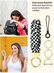 1pc Wrist Keychain Pendant Car Key Chain With D-Shaped Key Ring - Multicolor - View 4