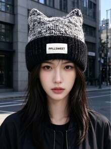Topi Rajut Telinga Kucing Wanita, Gaya Baru Musim Dingin, Topi Wol yang Membuat Wajah Terlihat Lebih Ramping, Topi Pelindung Telinga Tahan Angin Hangat Musim Gugur/Musim Dingin - MultiWarna - View 4