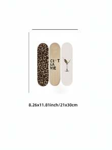 1/3pcs Frameless Brown Leopard Zebra Skateboard Y2K Wall Art Dorm Gift - Multi-color - View 20