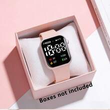 2Pcs Boys & Girls Electronic Watches, Unisex Square LED Digital Display Watch Set, Minimalist Calendar Pattern Display, Perfect For Children's Daily School Wear, Suitable For Home And Gatherings, Also An Ideal Gift Choice For Halloween, Back To School, Thanksgiving And Other Holidays (Gift Box Not Included) - Multicolor - View 4