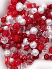 beadia 100/250g 2-10mm 紅色系列混色玻璃珠，多種款式，DIY珠寶製作、項鍊與手鍊手工藝用品，適合女性 - 大紅色系 - 查看 3