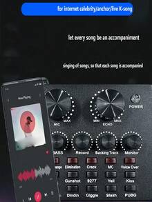 PC USB External Sound Card Audio Live KTV Sound Card, Suitable For Live Streaming, Karaoke, Recording, 500mAh Live Streaming Audio Interface For PC Computer Broadcasting Podcast Production Studio Equipment - View 2