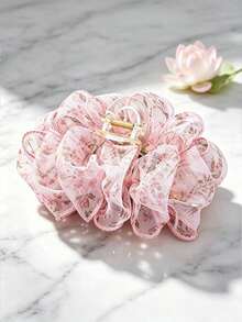 1pc Cloud Floral Bubble Back Of Head Large Bow Hair Claw Clip - Pink - View 1