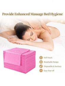 10/20/50/100pcs Disposable Non-Woven Thick Breathable Massage Bed Sheets, Beauty Salon Bed Sheets - Pink - View 4