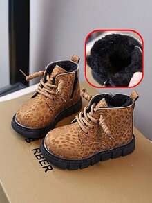 Unisex Kids' High-Top Snow Boots, Soft Sole Anti-Slip Warm Fleece Lined Fashionable Comfortable Ankle Boots - Yellow - View 1