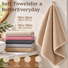 FLYINGCURTAINS Solid Color Face Towel For Shower, Ultra Soft Quick Drying And Skin Friendly Towel For Bathroom, Machine Washable - Camel - View 1