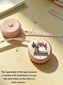 Retractable Soft Tape Measure, Mini Portable Soft Ruler, Double-Sided Centimeter & Inch Dual Scale, 150cm/60in Length, Printed With Bow & Sewing Machine Pattern, Flexible Soft Tape Suitable For Sewing, Cutting, Handmade DIY, 3D Measurement, Height Measurement, Fitness Studio & Clothing Industry, Home Body Measurement, Tailoring, Sewing, Office, Home Study, Perfect Gift For Craft Lovers - Multicolor - View 7