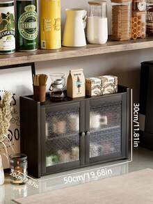Modern Style Black Storage Cabinet With Fashionable Transparent Door Design, 2 Storage Compartments, Multi-Functional Dining Table Storage Unit, Suitable For Dining Room, Bathroom, Living Room And Bar Area, Stylish And Durable - Black - View 5