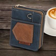 1pc Men's Fashion Vintage Short Wallet, Slim Casual Zipper Soft Leather Wallet With Multiple Card Slots And Large Capacity, PU Credit Card Holder, Small Zipper Coin Pouch With Zipper Closure Business Wallet, Ideal Gift For Men - Multicolor - View 6