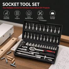 Kit De Ferramentas 46 Peças Jogo De Soquetes Chave Catraca Reversível Com Maleta Jogo De Ferramentas Completo - 46Peças - Visão 5