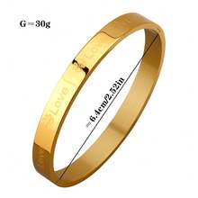 1pc C-Shaped Open Stainless Steel Roman Bangle Bracelet, Suitable For Commuting, Daily Wear, Street Style, Music Festival, Party - Yellow Gold - View 5