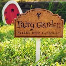 Fantasy Fairy Garden Sign - Handmade Wooden Garden Marker, Exquisite Fairy Design, Indoor/Outdoor Use, Durable And Weather-Resistant, Suitable For Fairy Gardening Enthusiasts - One Size - View 1