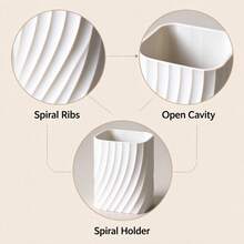 Cream White Twill Rotating Pen Holder, Square Twisted Stripe Stationery Storage Cup, Multi-Functional Makeup Brush Desktop Organizer, Nordic Minimalist Office Study Creative Decor, Gift For Best Friend And Classmate Back To School, Hotel Model Room Home Soft Furnishing Display - View 3