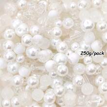 beadia 100/250g 2-10mm 白色系列混色玻璃珠，多款式 DIY 珠寶手工配件，項鍊與手鍊製作材料，適合女性 - 純白系 - 查看 8